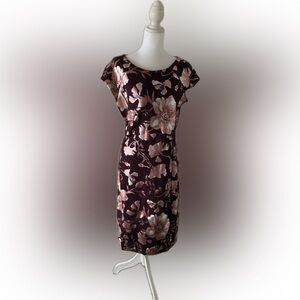 Versona ice Burgundy Dress with Rose Gold Floral Print